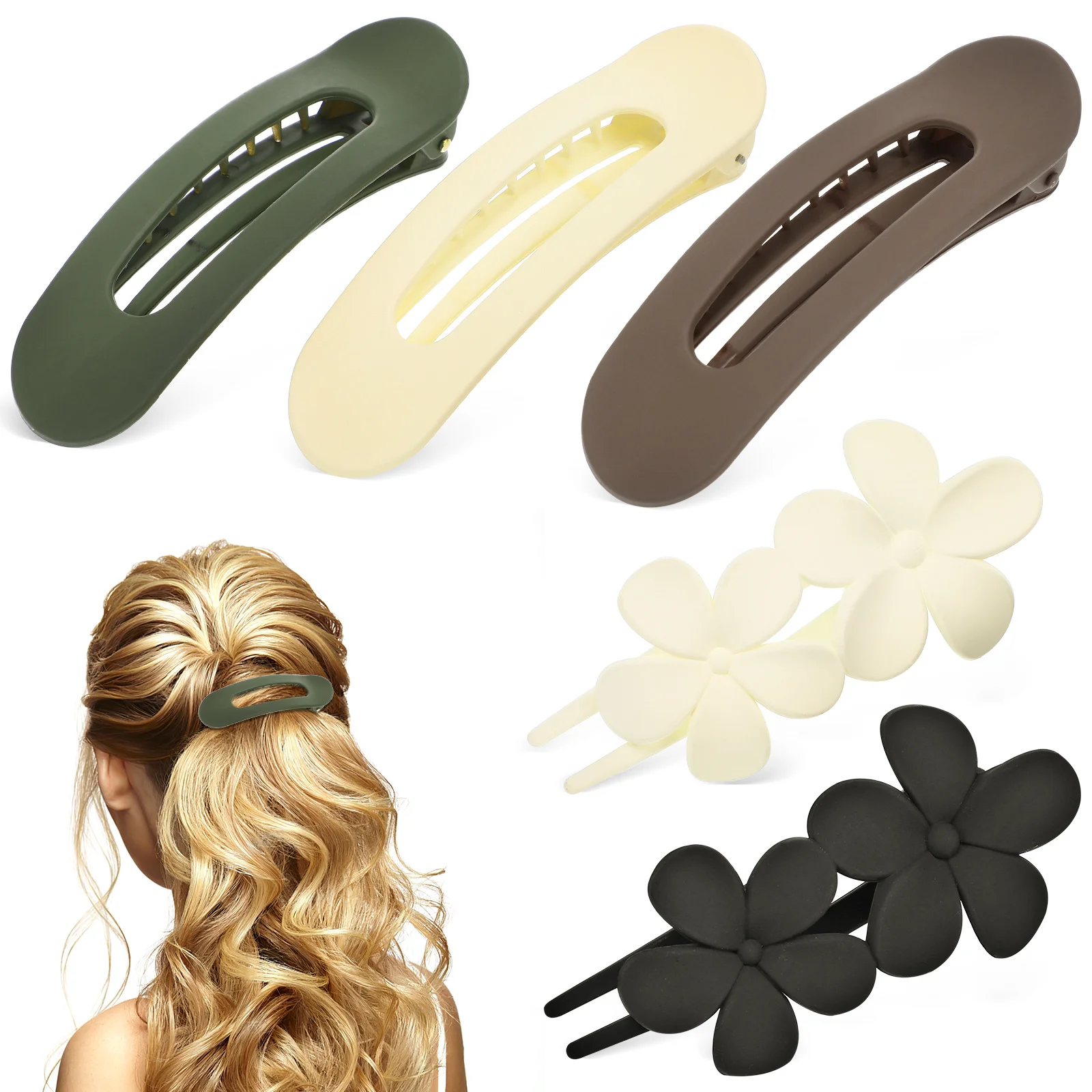 

Flower Duckbill Hairpin Barrettes Manual Claw Clips Flat Ornaments Plastic Claws for Thin