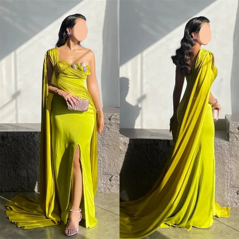 Customized Evening Dress Formal Dearin One-shoulder Column Floor Length Skirts Stole Bespoke Occasion Dresses Saudi Arabia Prom