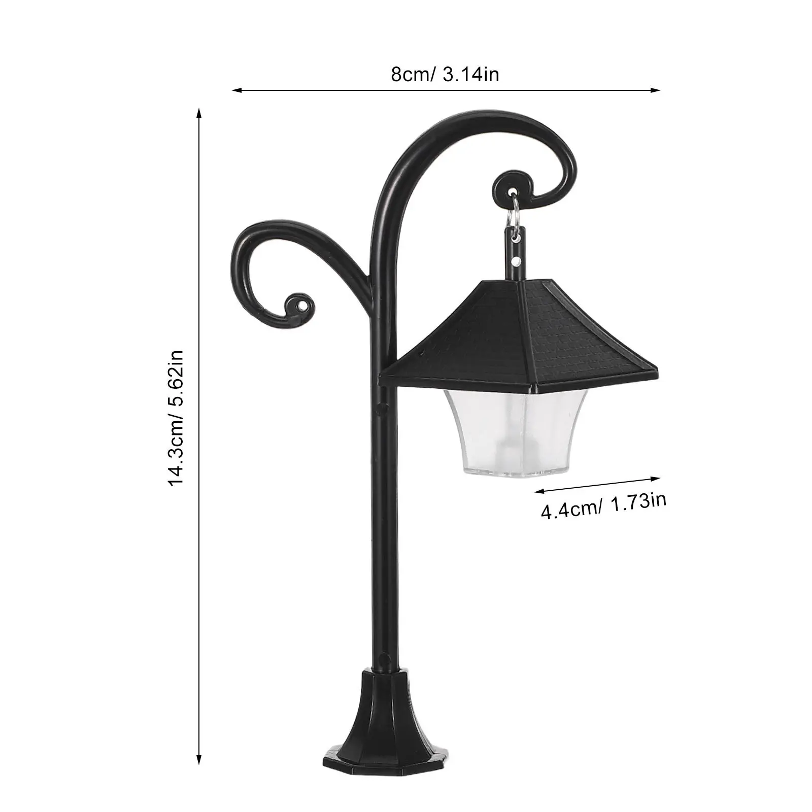 4Pcs Miniature LED Street Lamp Black Vintage Lighted Lamp Post Dollhouse European House Holiday Village Scene Accessories