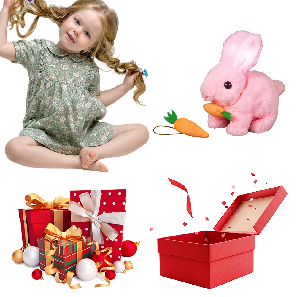 

Милый электрический кролик с морковью, интерактивная электронная имитация домашних животных, электрическая игрушка, подарок на день рождения для детей