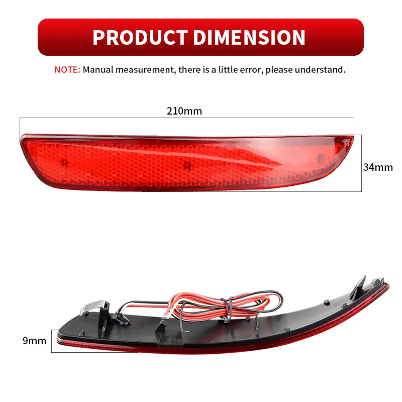 2pcs Car Red LED Rear Bumper Reflector Tail Brake Stop Light Accessories 63147158950/7625714988463 For BMW X5 E70 M 2006-2013
