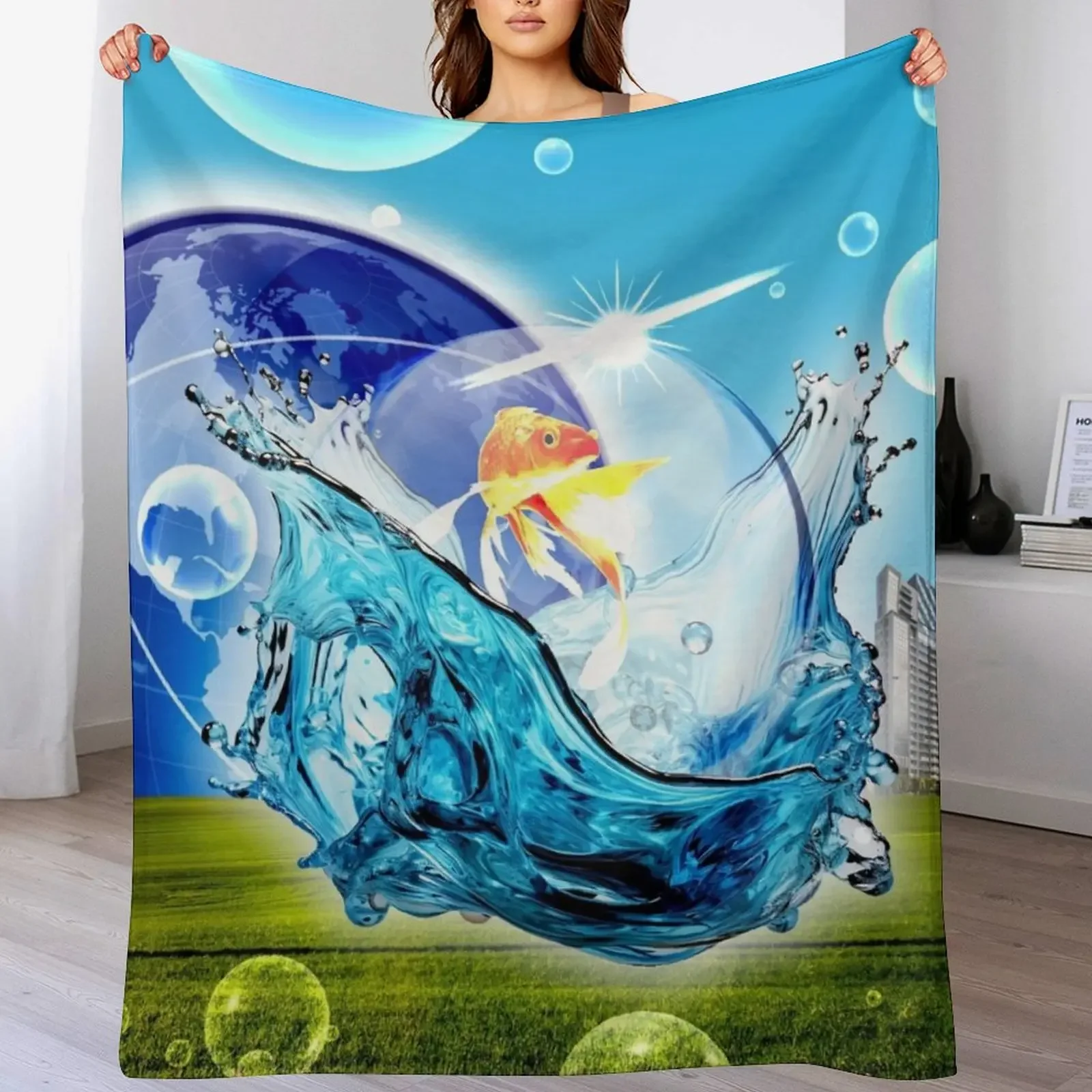 

frutiger aero Throw Blanket Soft Comfort Blanket for Reading Watching TV