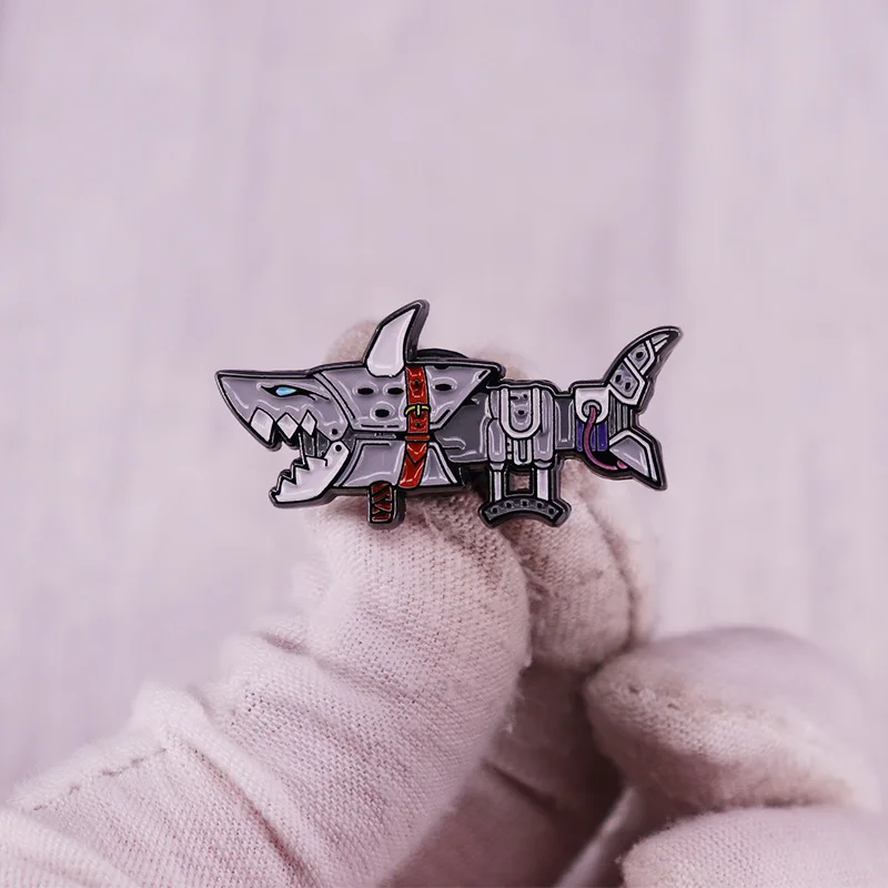 Arcane Shark Enamel Brooch Anime Jinx Pin Badge Backpack Lapel Bag Accessories Jewelry for Boys Girls Cartoon Fans