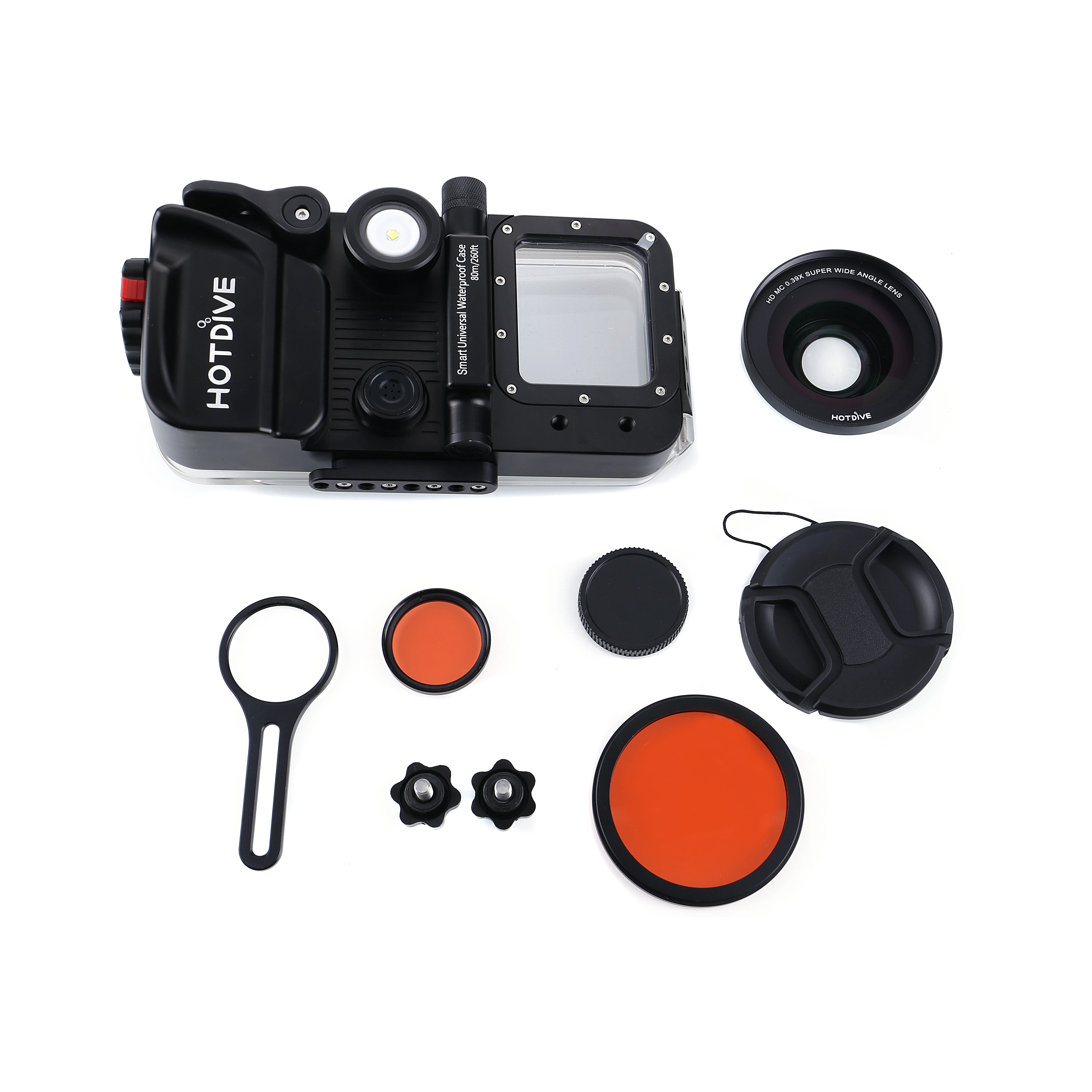 Hotdive H2 /H2 Pro Phone Housing Lens Kit Wide Angle Lens Kit Red Filter Color Correction