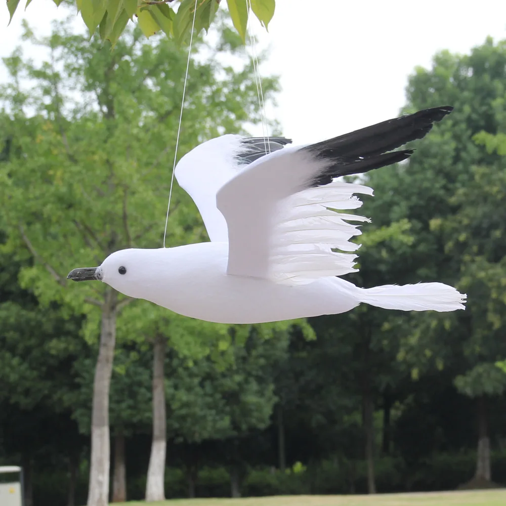Decorative Feather Seagull Statue Realistic Bird Model Forest Theme Home Garden Office Wedding Party Decor