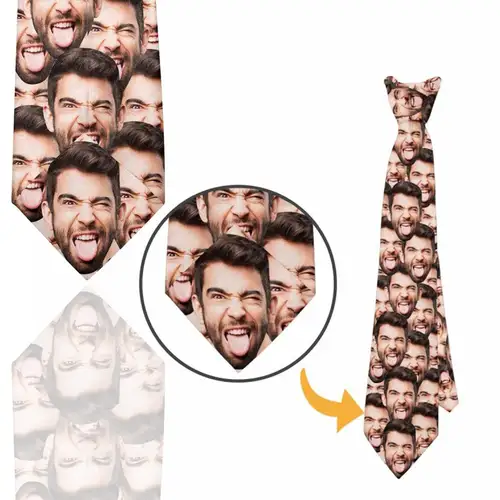 Imagen 2 del producto Corbata con foto personalizada, accesorios de fiesta personalizados para hombre, corbatas estampadas personalizadas, caras de mascotas, idea divertida, regalos para el día del padre