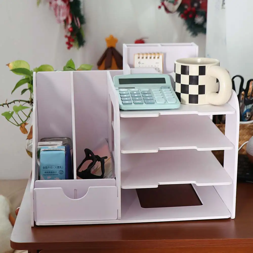 

Large Capacity File Storage Rack Thickened Space Saving File Sorter Partition Design Multi-Layer Desktop Storage Box School