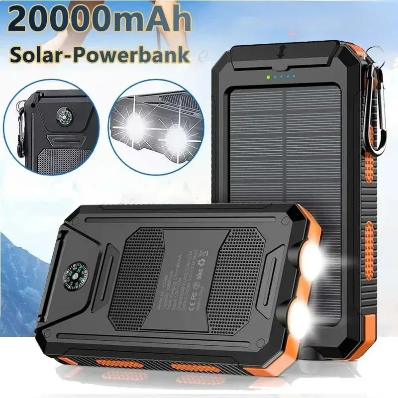 Cross border outdoor waterproof solar power bank 20000mah compass mobile phone solar power bank