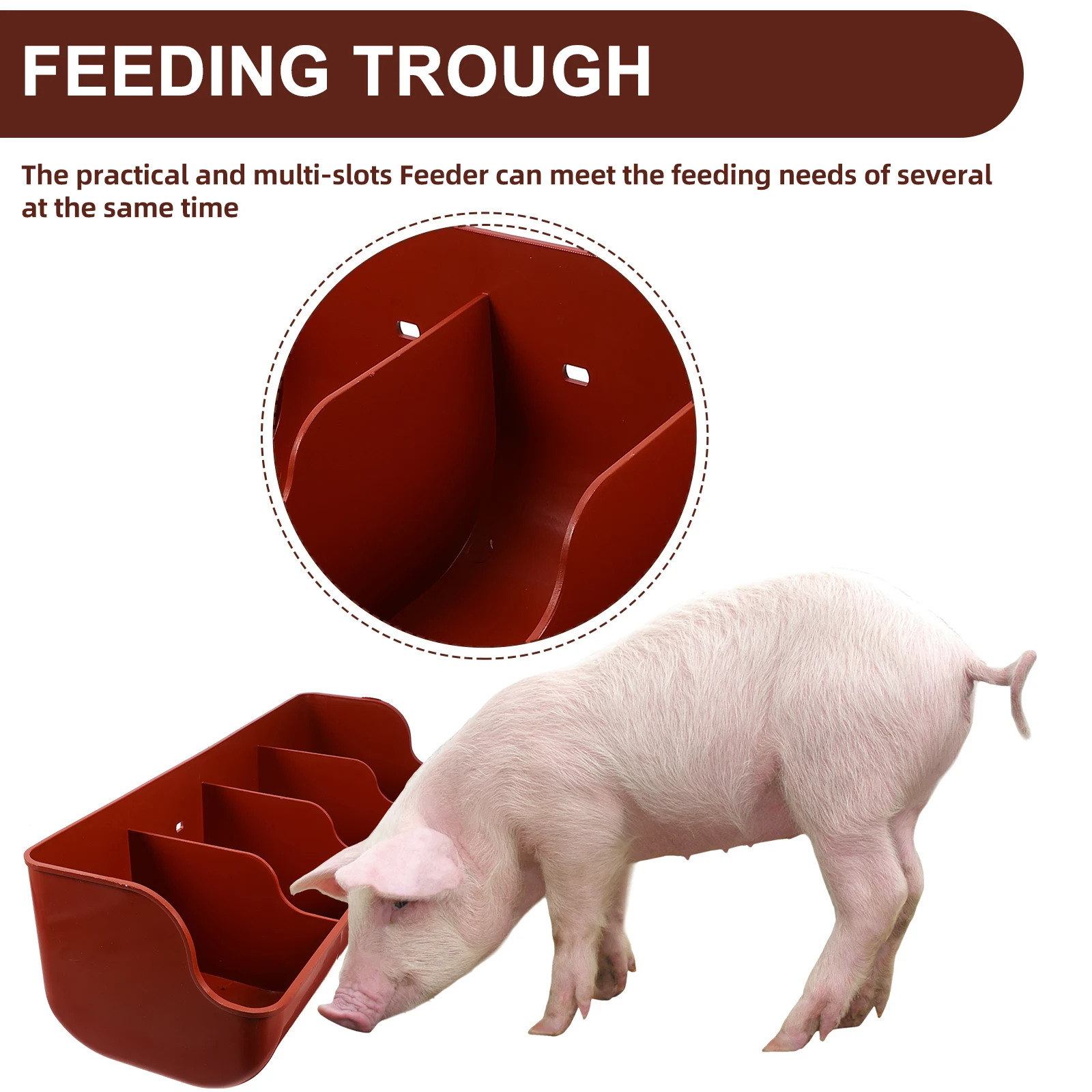 

Plastic Pig Feeder Durable MultiSlots Trough Goat Chicken Horse Feed Bucket Fence Water Livestock Farm Practical