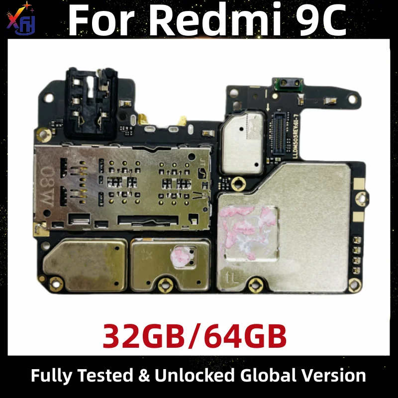 Motherboard for Redmi 9C, 32GB, 64GB ROM, Original Unlocked Mainboard, with Helio G35 Processor