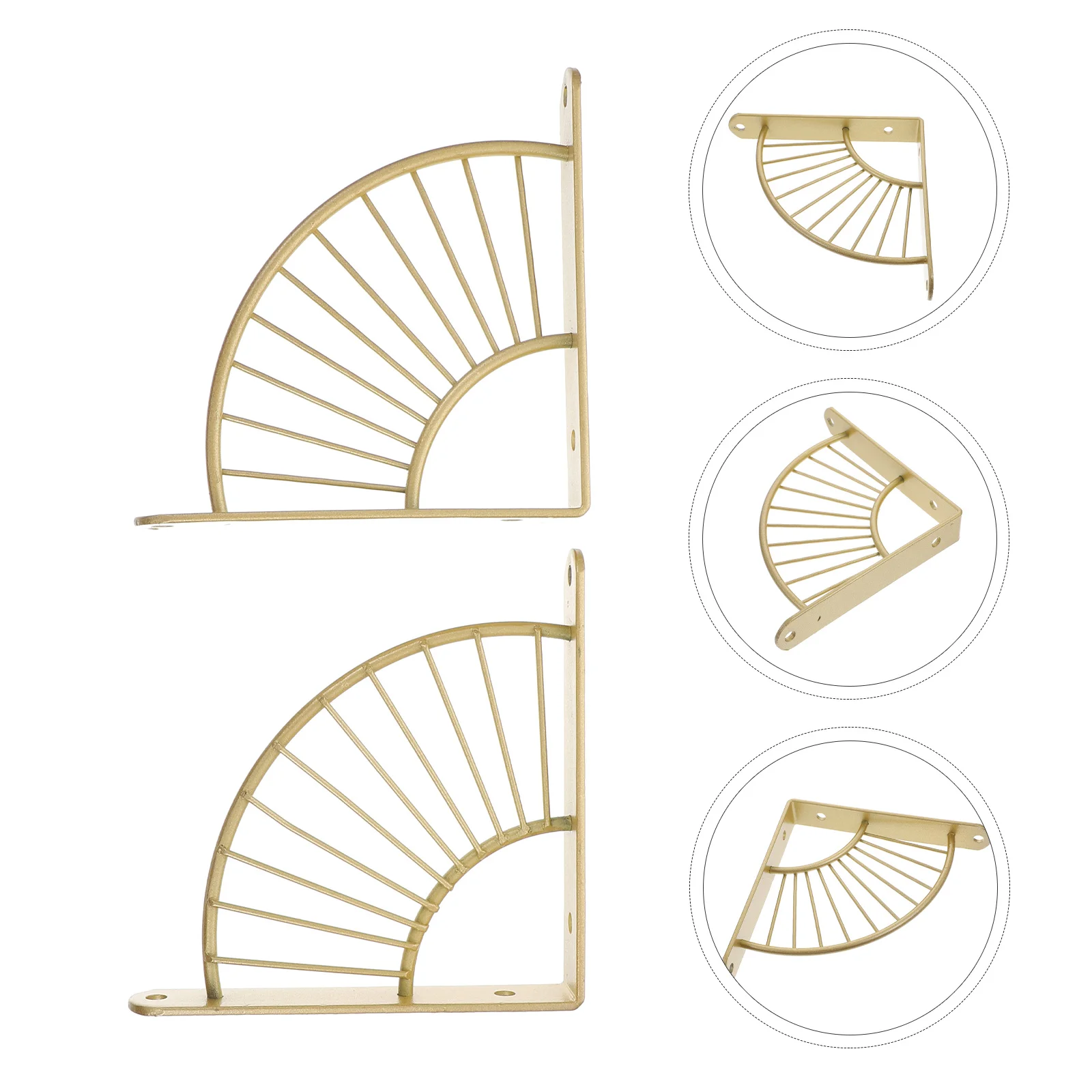 

Topper Support Fan Frame L Shape Shelving Brackets Lace Gadget Golden Iron Wall Shelf Fixator Clear