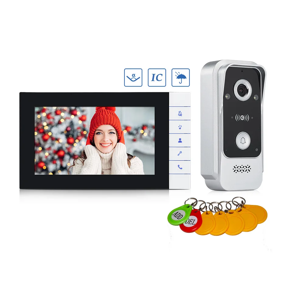 7Inch IPS Screen Wired  Door Phone Intercom Visual Doorbell Rifd Card /NFC 120Degree Wide Angle Home Security Door Viewer Camera