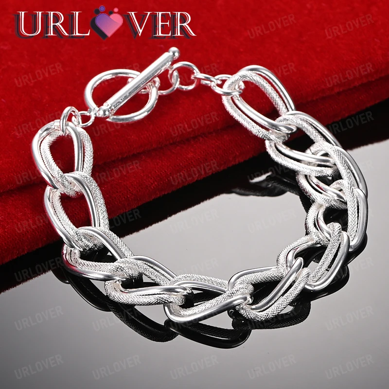 

Geometric Frosting Chain 925 Sterling Silver Bracelets Woman's Wedding Accessories Birthday Party Gift Men Fashion Jewelry