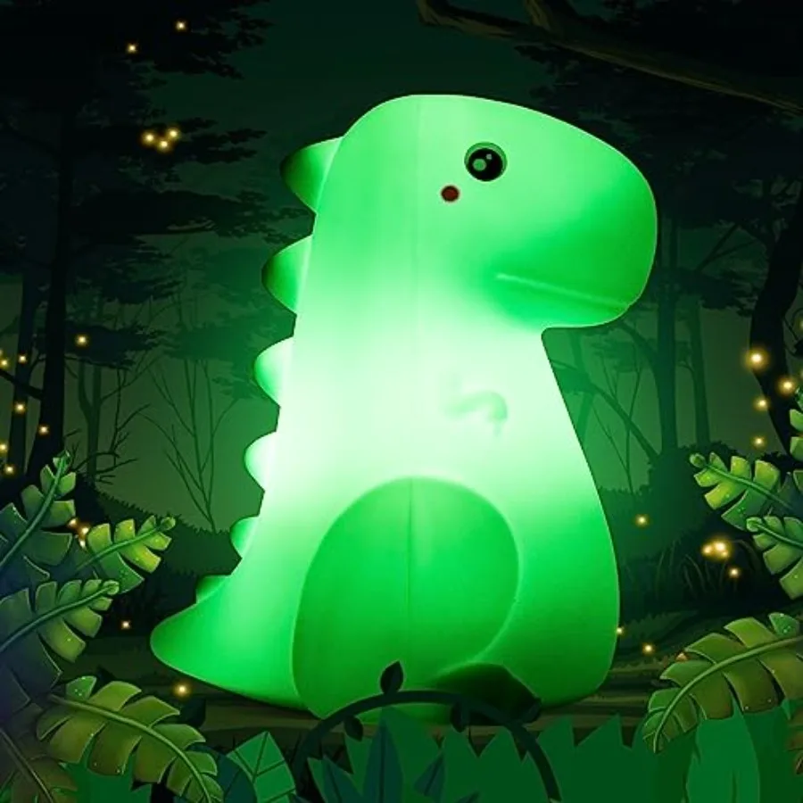 LED Dinosaur Night Light for,Touch Sensor Silicone 7 Colors Room Decor for Boys Girls, Rechargeable Nursery Baby Nightlight Din