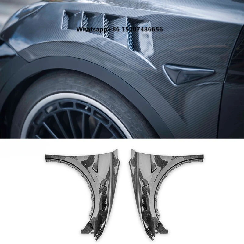 For  Mode Y 2021-on Dry Carbon Fiber Front Bumper Side Fender Car Body Kits Auto Parts Modification Accessories CMST Style