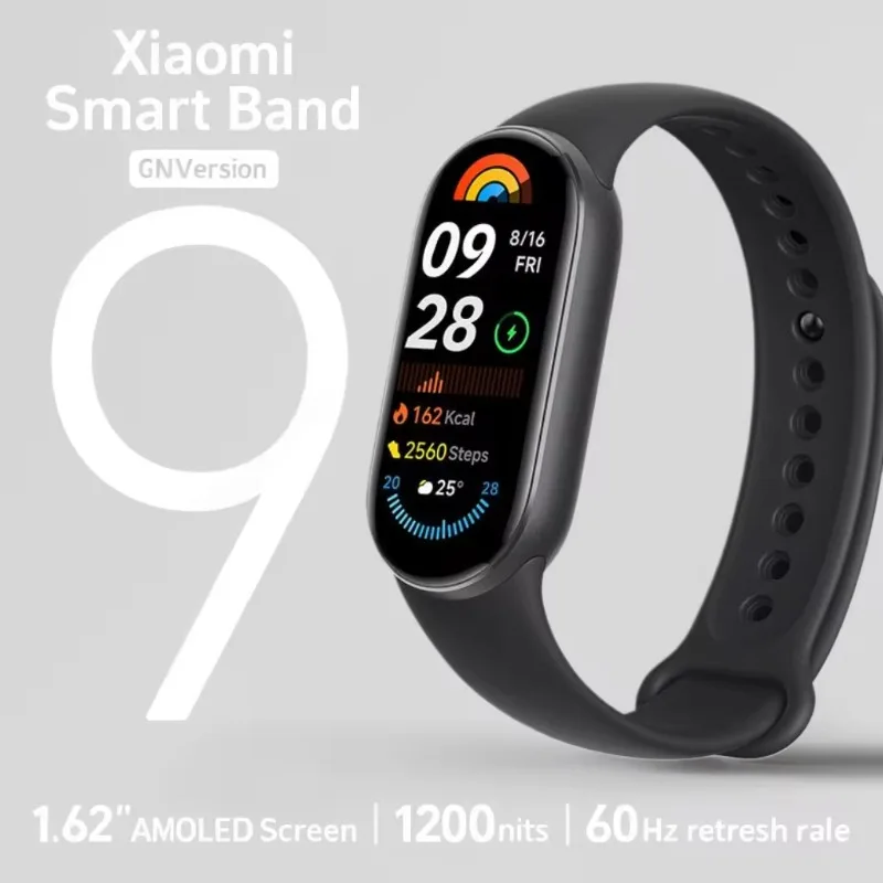 New Original Xiaomi Band 9 CN 1.62\'\' AMOLED Ultra Long Battery Life 21 Days Miband Smart Bracelet 150+ Sport Modes Blood Oxygen