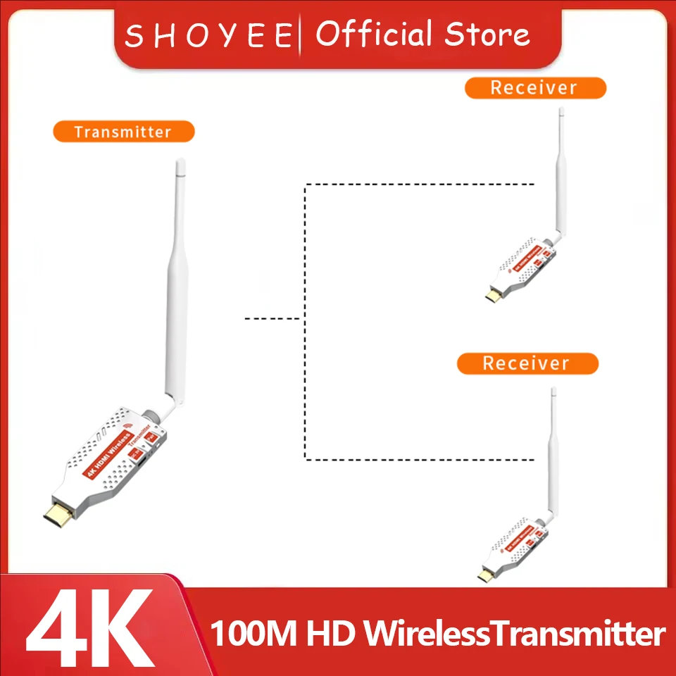 5.8G Wireless Video  HDMI Transmitter and Receiver, HDMI Extender Meeting Bluetooth Audio Transmitter for Laptop, TV, Projector