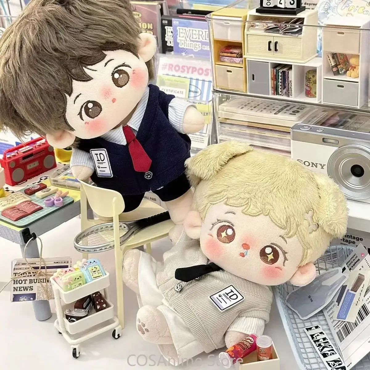 Ropa de muñeca de algodón de 20CM, encantadora muñeca de peluche de Anime, ropa, chaleco, camisa, blusa, prendas de gatos, pantalones, regalo de peluche