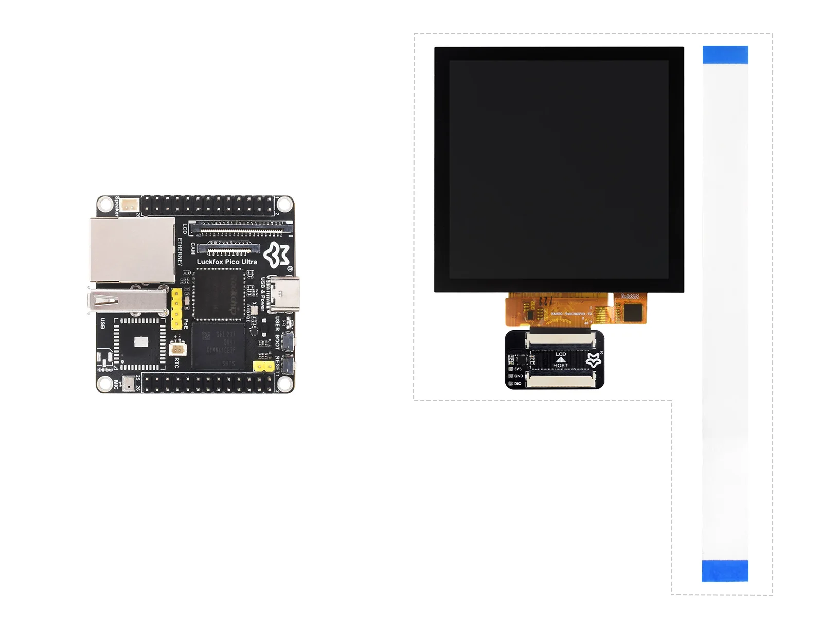 

Luckfox Pico Ultra LCD Kit B,With 720x720 Touch Display,Luckfox Pico Ultra RV1106 Linux Micro Development Board,Not PoE/Wireless