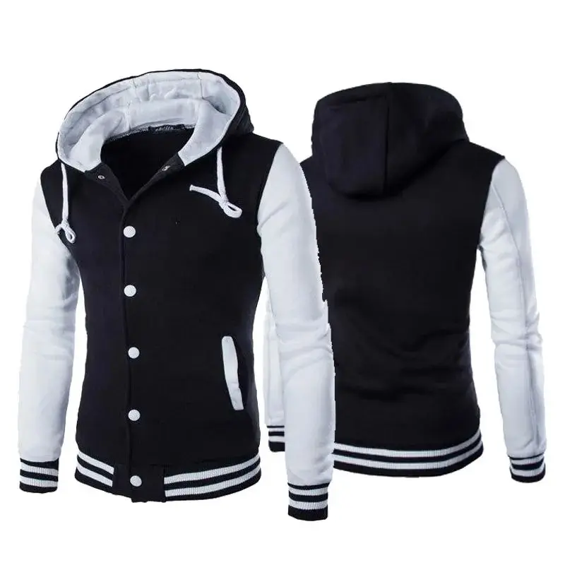 

Men's Spring Autumn Baseball Hoodies Jaet ort Sle V-Ne Youth Faion Seven Sve Long Coats for Boys