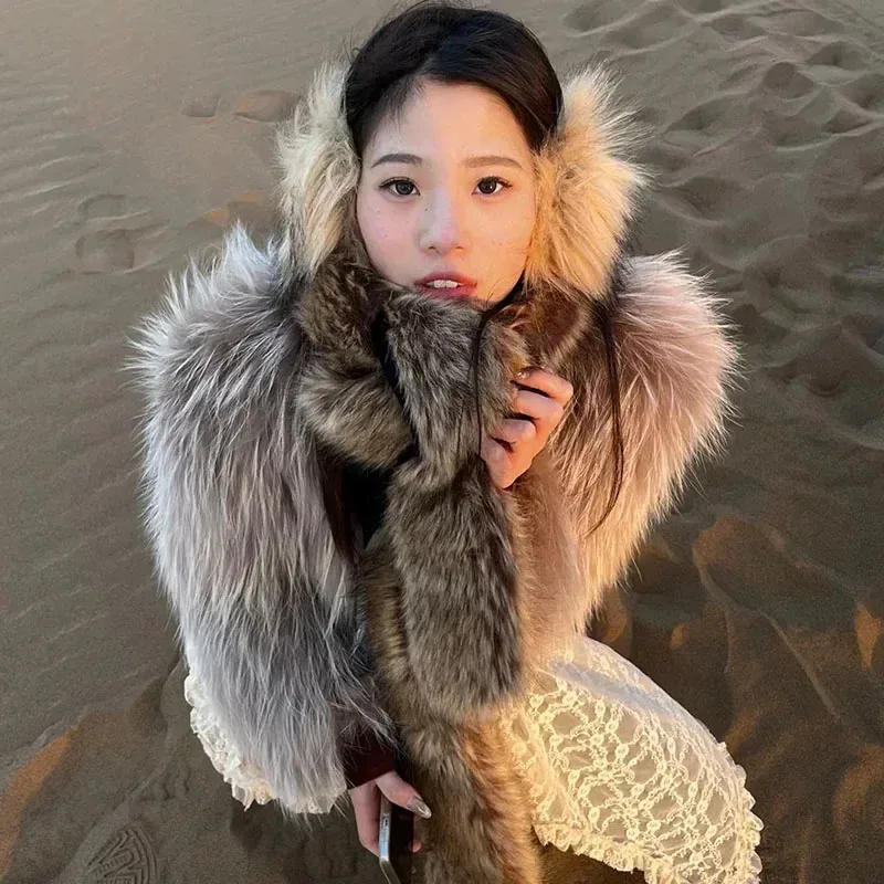 فو الثعلب الفراء وشاح النساء الرجال شتاء دافئ سميكة تطول طويل شال طوق الرقبة فستان كيب شالات الحفلات #2