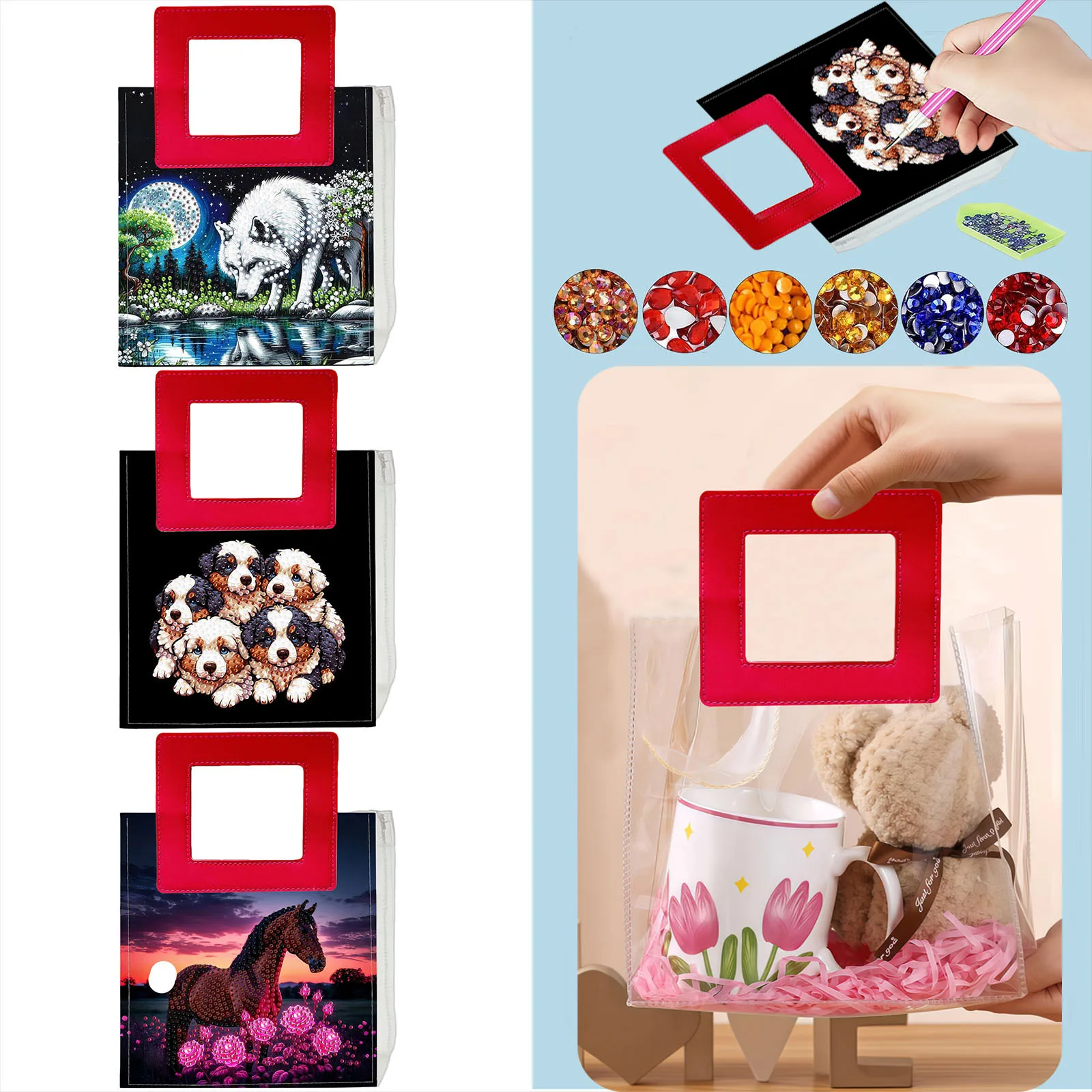 

Diamond Art 1PC Animal Gift Bag, made of PET material, suitable for creative hobbies, applicable as a daily travel storage bag.