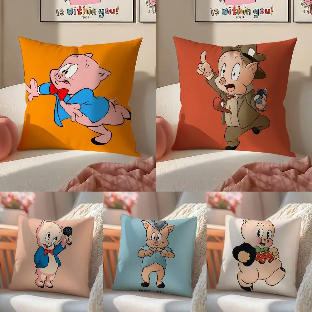 

P-Porky Pig Pillow Case Anti-dustmite Invisible zipper Sofa Bed