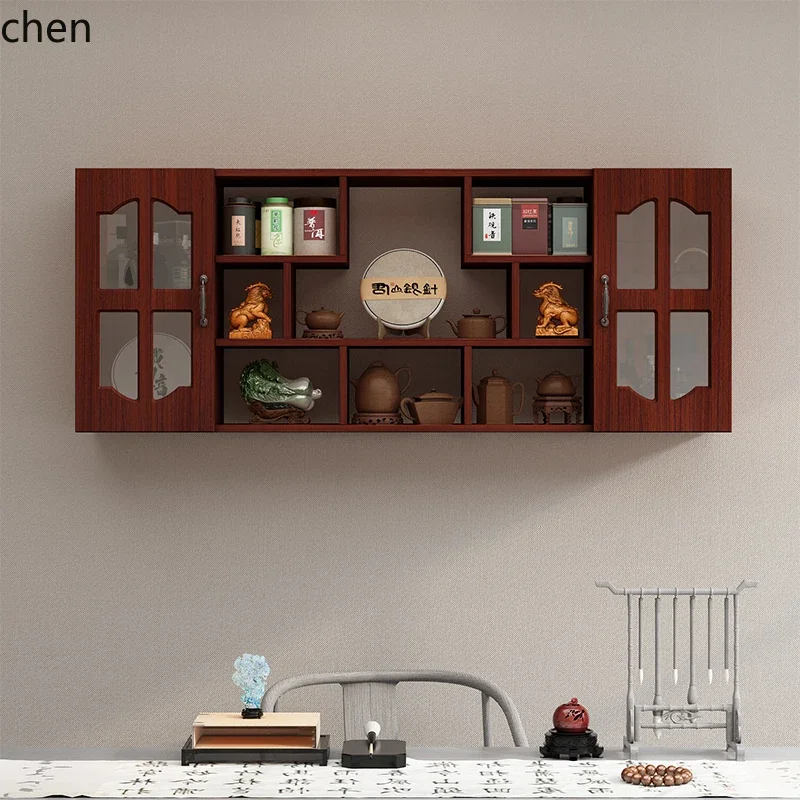 L19- Wall-Mounted Curio Rack Multi-Treasure Display Shelf Tea Small Ornaments Zisha Teapot Rack