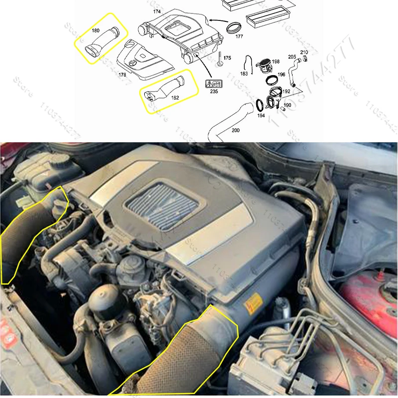 Untuk 2005-2011 Mercedes-Benz C230 C350 (W203) CLC230 CLC350 (CL203) Selang Tabung Saluran Masuk Pembersih Udara 2720900782 2720900282