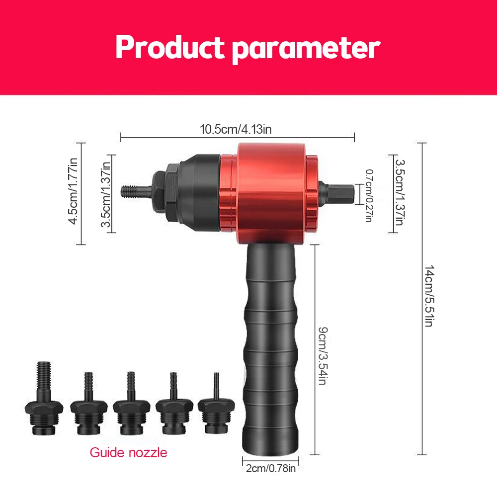 Pistol Paku Keling Elektrik Dapat Dilepas M3 ~ M8 Alat Paku Tembak Mur Tembak Adaptor Alat Paku Tarik Mur Masukan untuk Bor Listrik/Kunci Pas Tangan