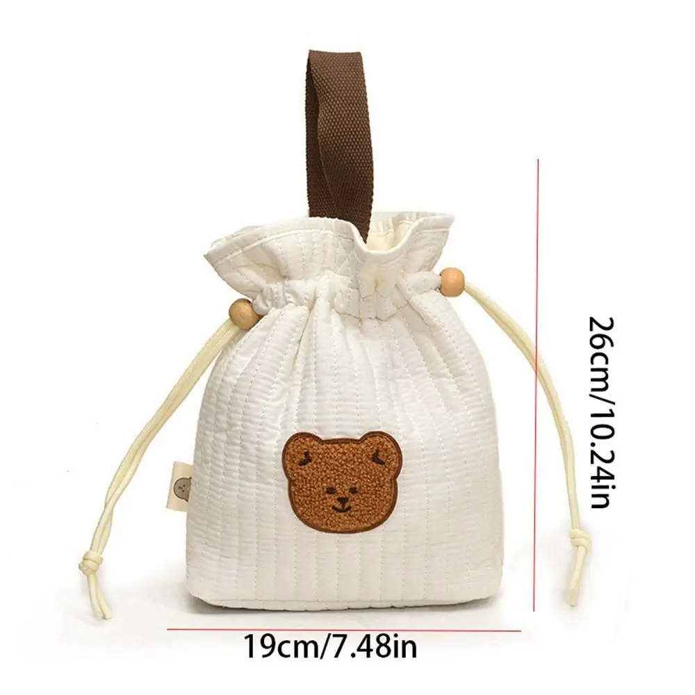 Bolso pequeño con cordón para niños, bolsa de lona con estampado de oso pequeño, Cubo de lona con dibujos animados, gran capacidad, mamá, para exteriores