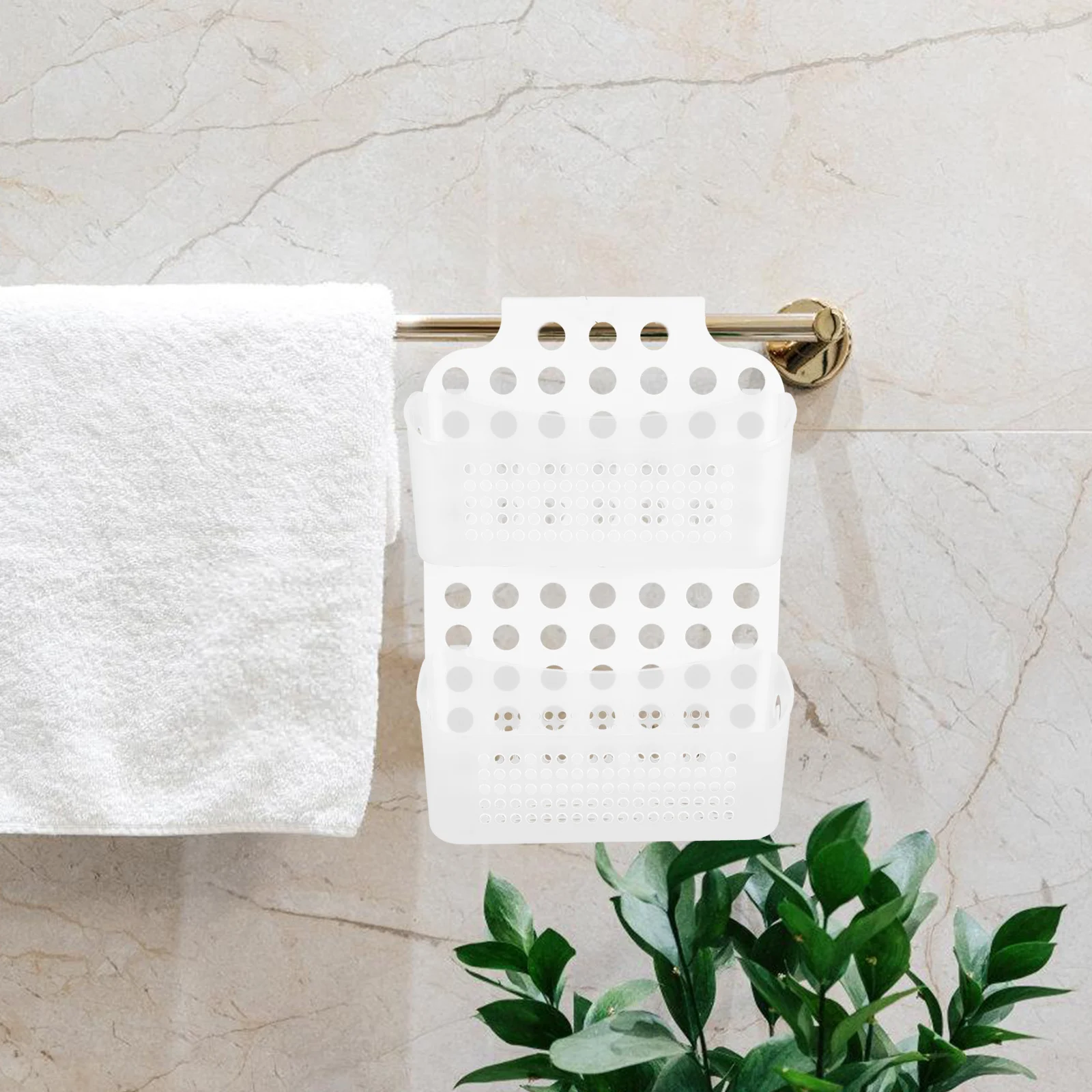 

Double-Layer Bathroom Hanging Basket Wall Mounted Shower Storage Organizer No Drill Installation Bathroom Accessories Storage