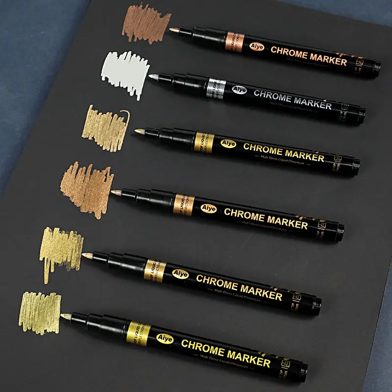 0.7mm 6 Colors Mirror Marker Pen DIY Reflective Paint Pens Chrome Markers Gold Silvery Copper Model Painting Repainting image 5