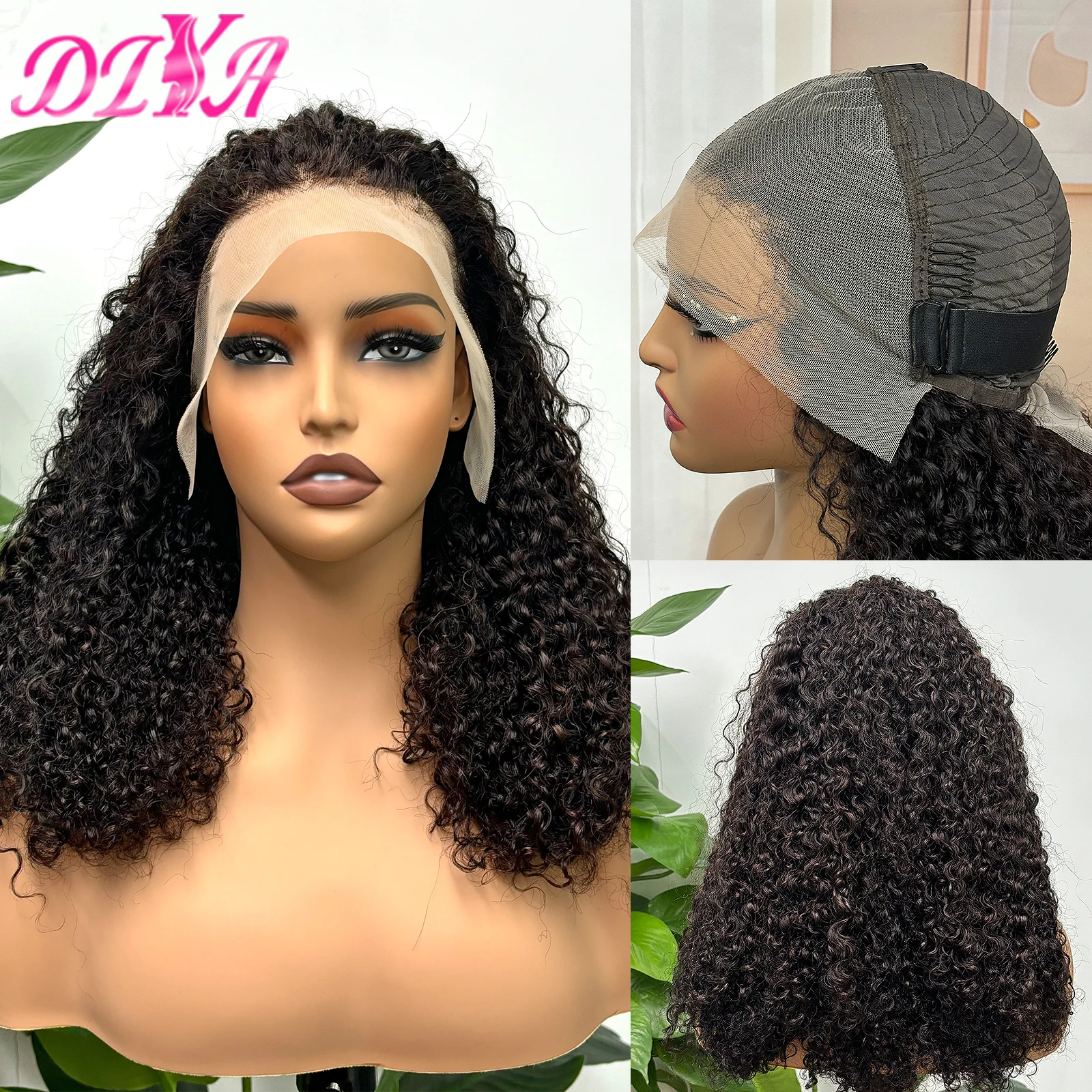 Burmese Curly Human Hair Wig 12A Double Drawn 13X4 Lace Front Wig Burmese Raw Human Hair Wigs for Afro Wonen 300% Density Hair