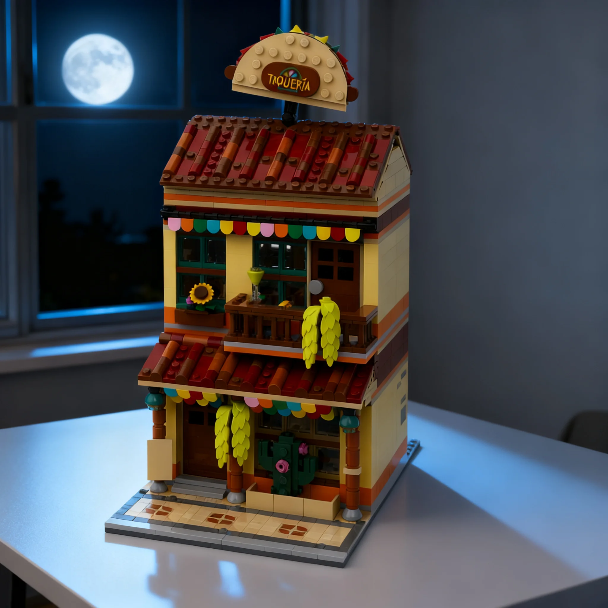 1186pcs MOC Modular Streetscape Mexican Taco Restaurant Modular Model Toys Building Blocks Architecture Christmas Gifts DIY
