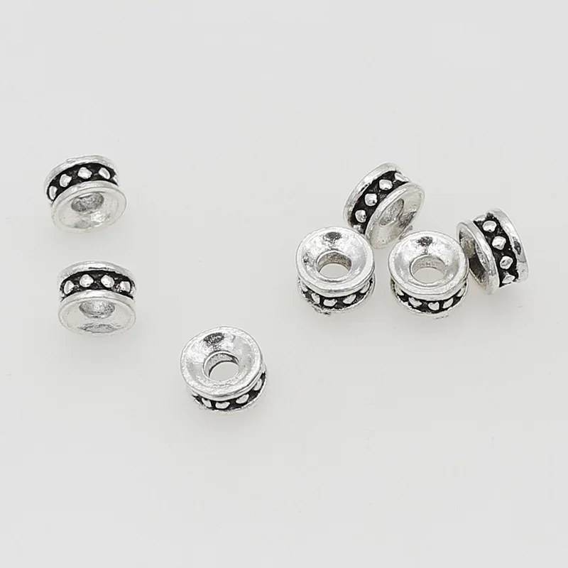 50pcs/lot Simple Wheel Shape Loose Beads Spacer 6mm Handmade Bracelets Necklace Jewelry Metal Beads Charms DIY Jewelry Findings