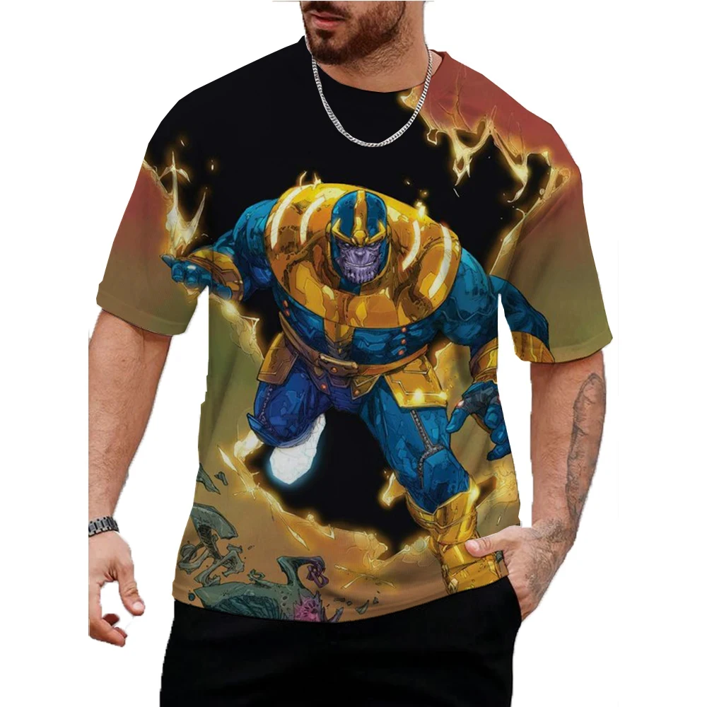 Herren-T-Shirt mit Thanos-Muster, bedruckt, Rundhalsausschnitt, kurze Ärmel, modische und bequeme Herren-Sommerkleidung