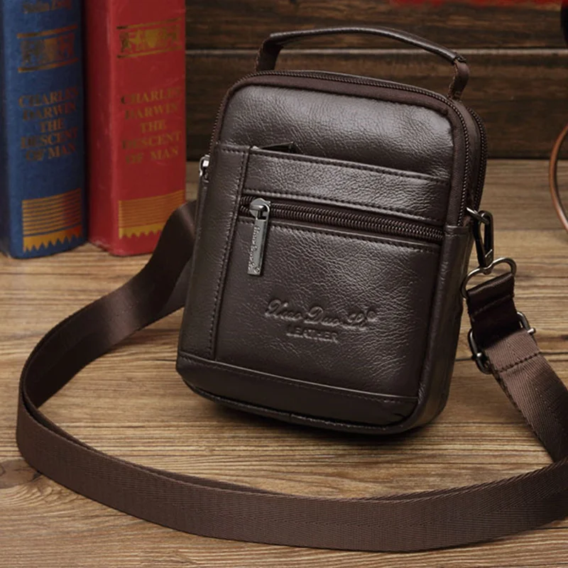 Men Genuine Leather Hip Fanny Waist Pack Cross Body Bags Pouch Tote Handbag Casual Small Shoulder Messenger Bum BeltBags