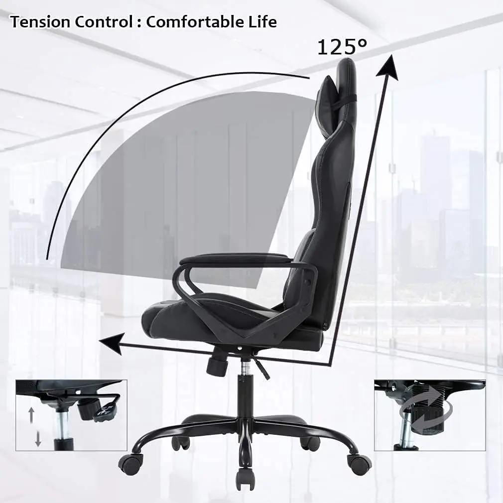 Gaming Chair High-Back Office Chair Ergonomic Video Game Chairs Height Adjustable Reclining Computer Chair with Lumbar Support