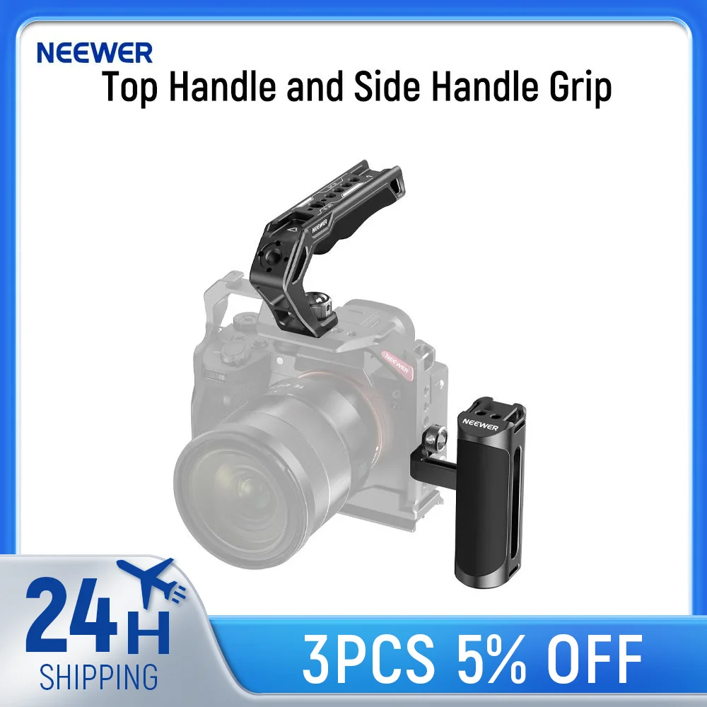 

NEEWER Top Handle and Side Handle Grip Kit, 3/8" Screw with ARRI Locating Pins,Compatible with SmallRig Camera Cage Video Rig