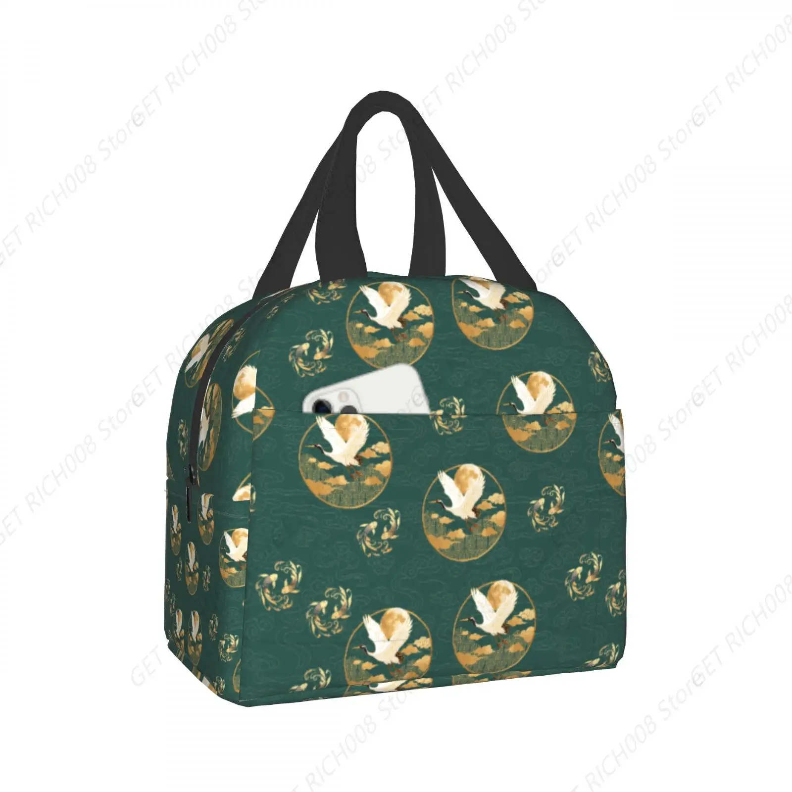 Sac à déjeuner grue élégant pour femmes, boîte à déjeuner isolée réutilisable pour adulte, fourre-tout pour voyage, travail de pique-nique