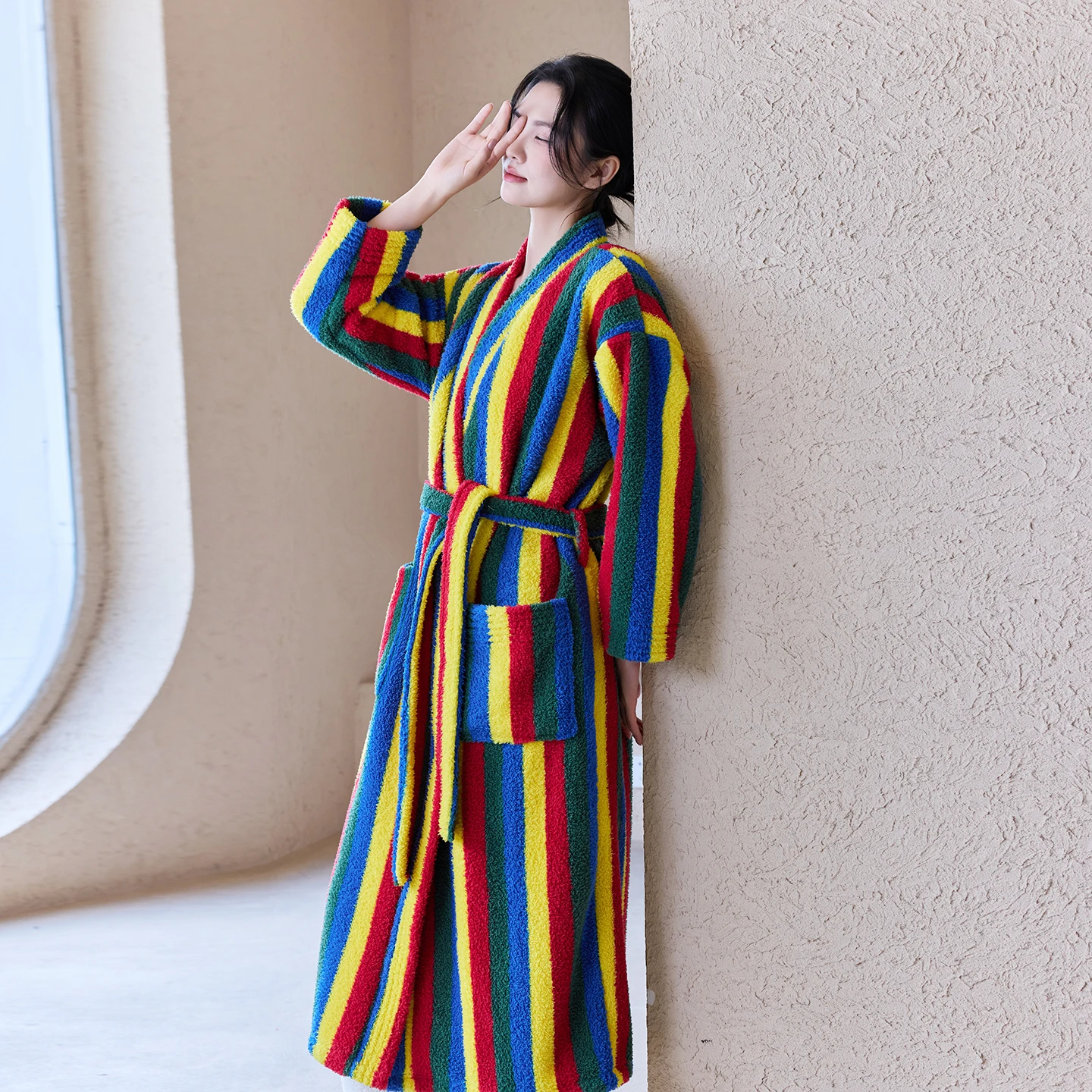 Women's - rainbow stripe robe only