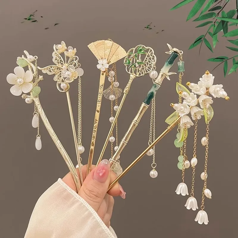 ปิ่นปักผมดอกไม้ สไตล์จีนใหม่ ปิ่นปักผมระดับไฮเอนด์