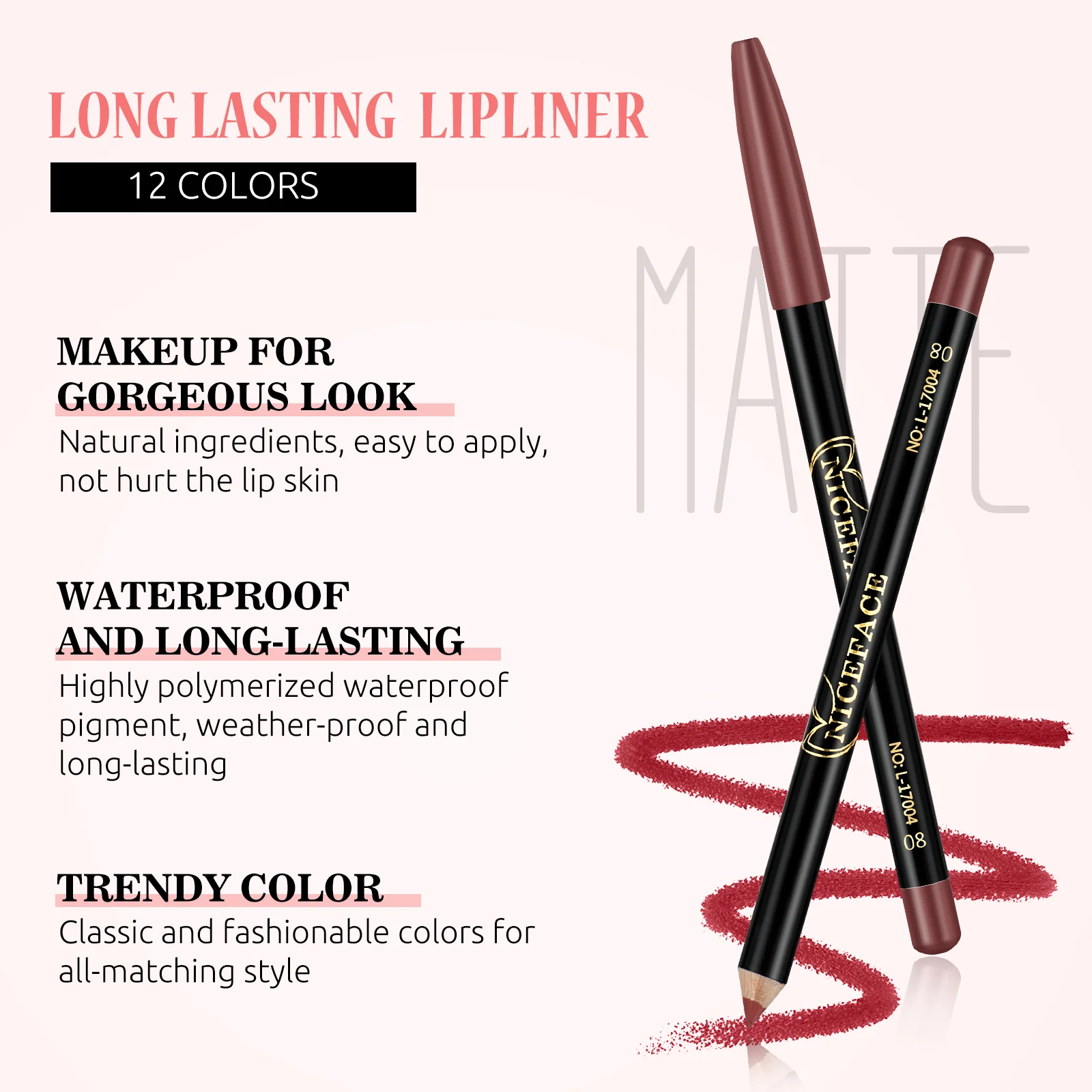 Lip Liner Set Matte Lip Liner Pencil Set 2-In-1 Matte Make Up Lip Liners Pencils 12Pcs 12 Colors Lip Pencil Makeup Gift