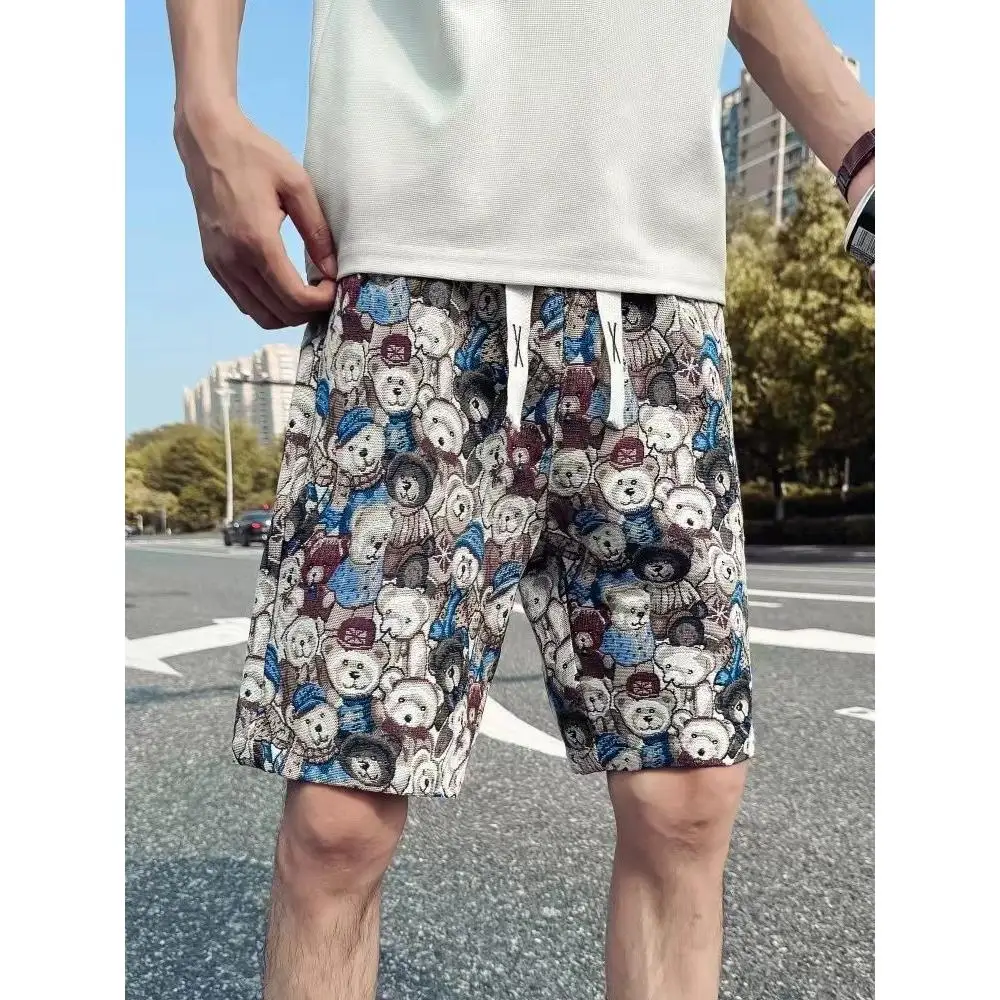 

Мужские модные дышащие шорты для спорта и отдыха, универсальные пляжные брюки-капри из полиэстера, прямого кроя