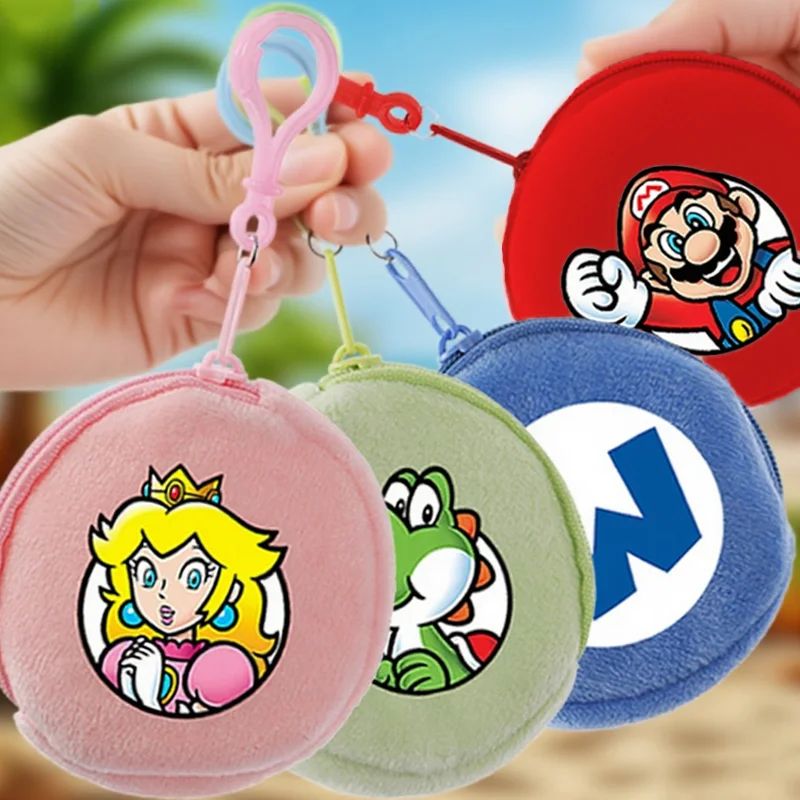 

Super Mario Bros Coin Purse Round Multi-color Mini Wallet Cartoon Anime Game Figure Print Zipper Purse Boy Girl Money Bags Gift