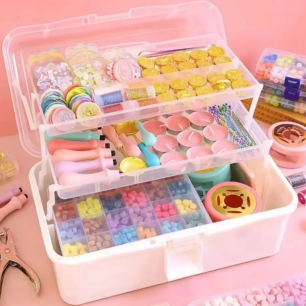 2/3Layers Large Capacity Storage Box Foldable Multifunctional Plastic Portable Makeup Hairpin Organizer Nail Art Jewelry Box 1PC