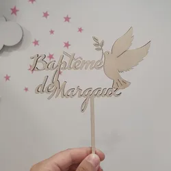 Cake Toppers Custom Wooden Dove Model,Personalized Christening and Baptism Cake Topper,Custom Name Baptism Cake topper