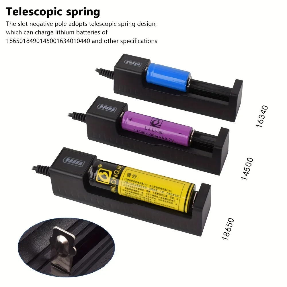 18650 Charger Charging 3.7V Li-ion Battery Charger USB Universal Smart 1 Slot Charger Lithium Batteries Charging Adapter image 3