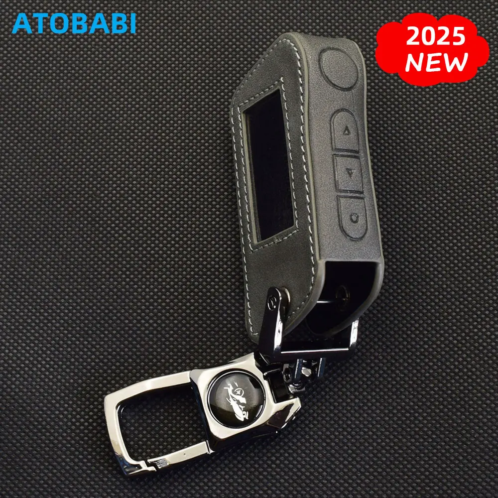 

Gray Leather Car Key Cover Bag For Starline A63 A93 A36 A39 A66 A96 Two Way Car Alarm System LCD Remote Fob Shell Case Protector